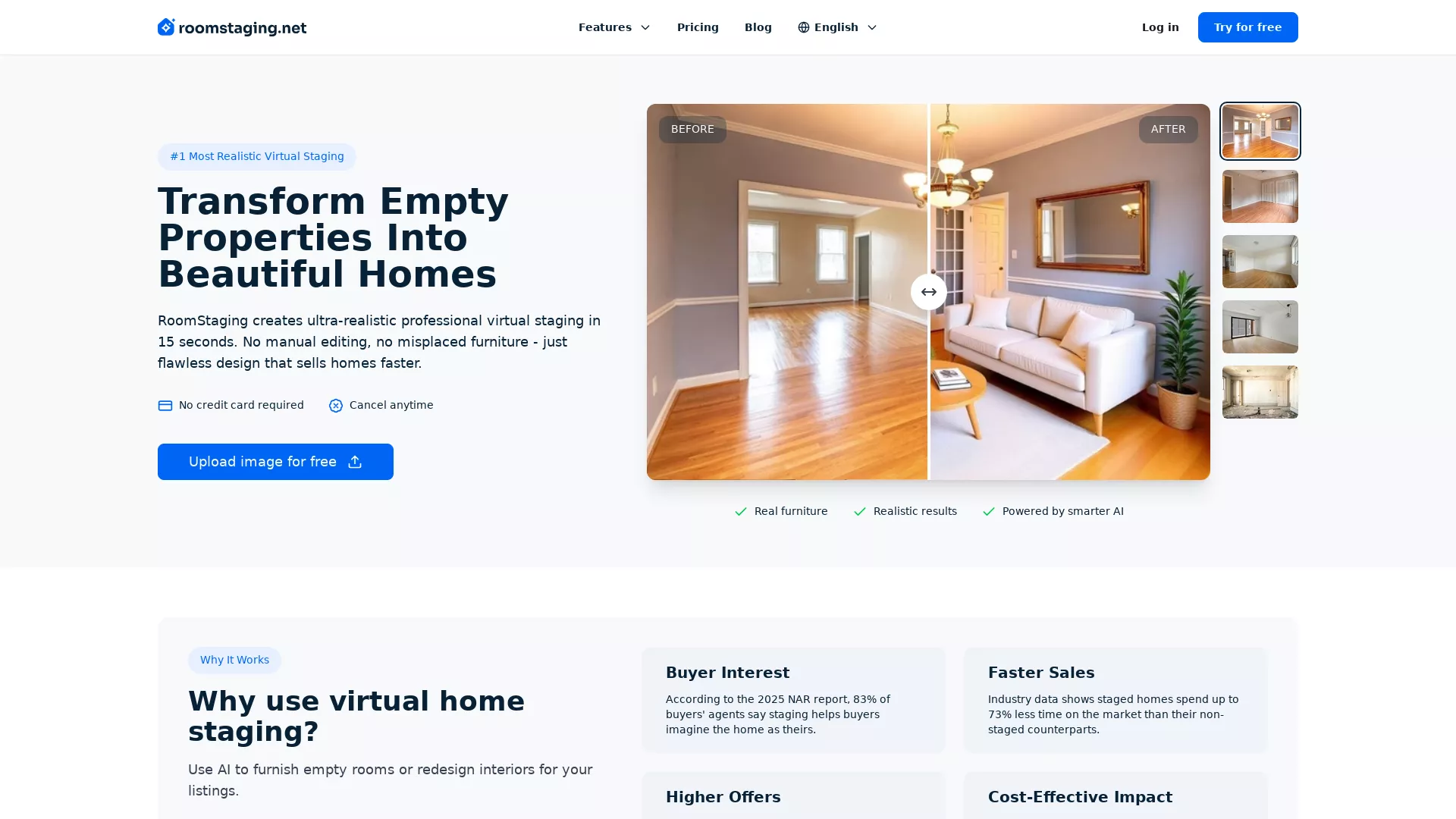 RoomStaging - AI Virtual Staging Website Screenshot