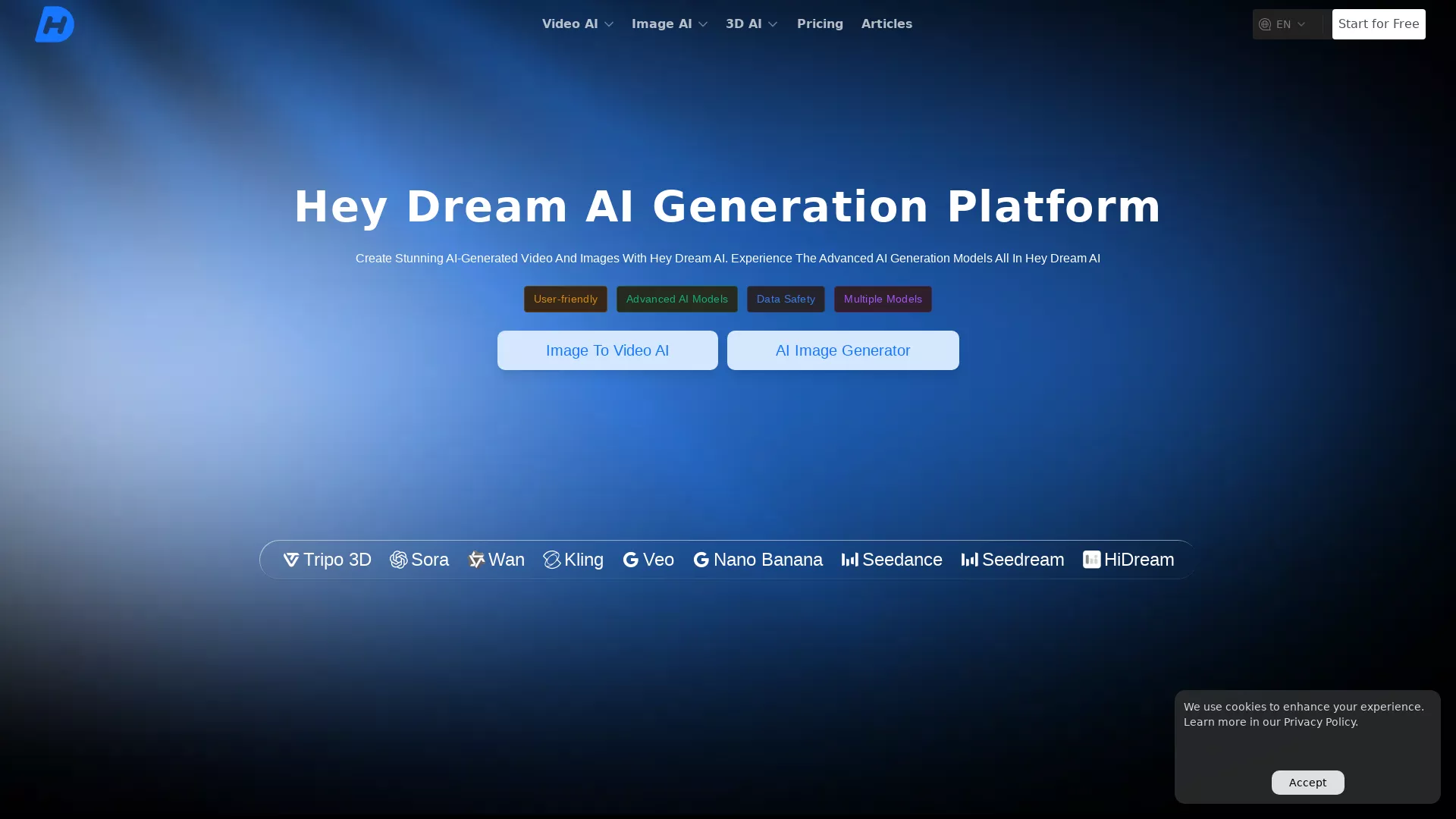 HeyDreamAI - AI Video Generation Website Screenshot