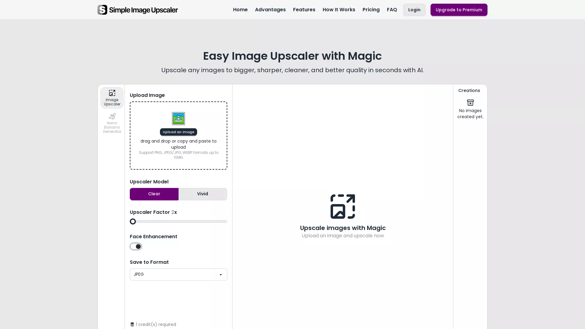 SimpleImageUpscaler - Image Upscaling AI Website Screenshot