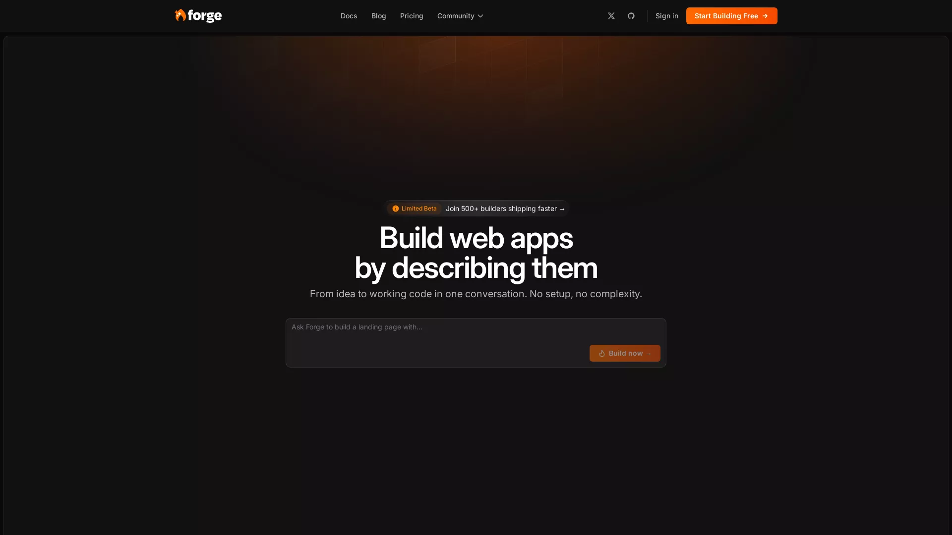 forge.new - AI App Builder Website Screenshot