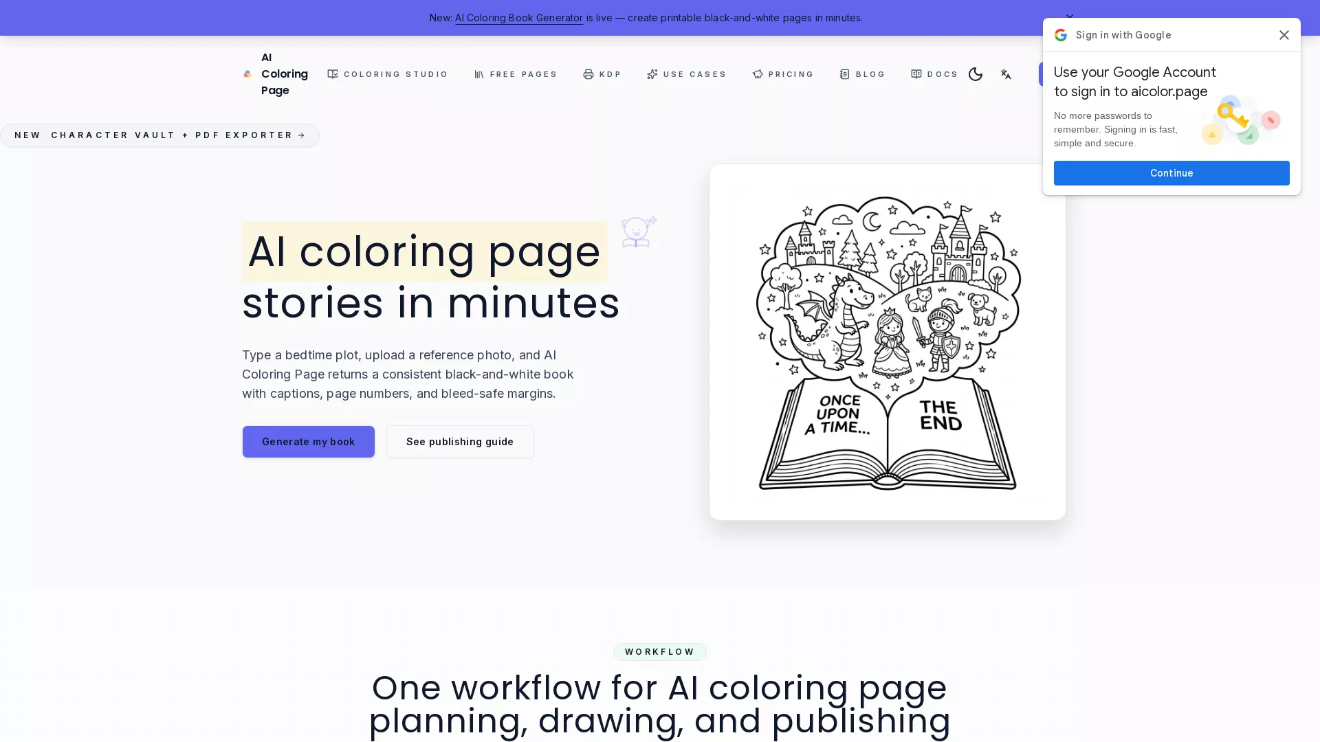 AIColorPage - AI Coloring Page Website Screenshot