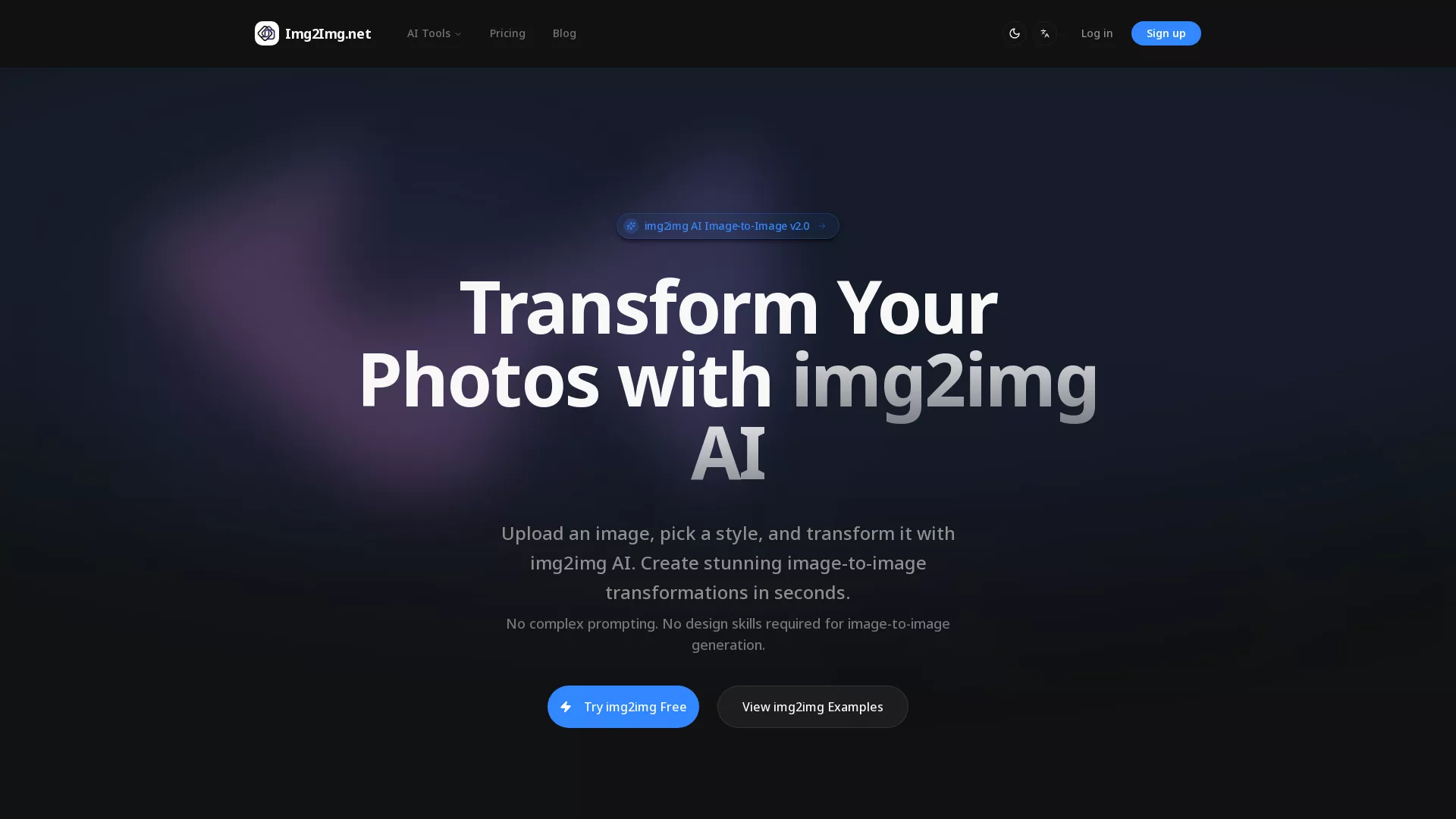 Img2Img - AI Image Style Transfer Website Screenshot