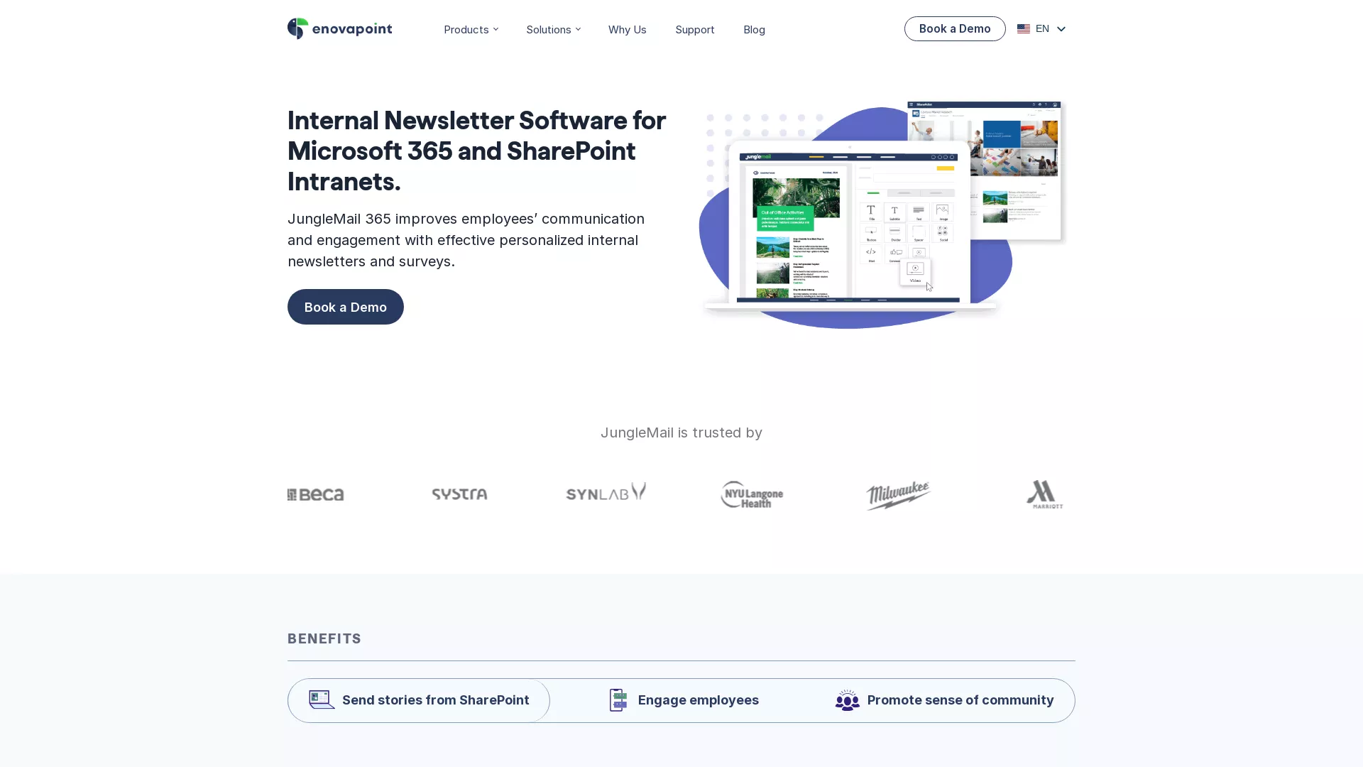 JungleMail - Internal Newsletter Tool Website Screenshot