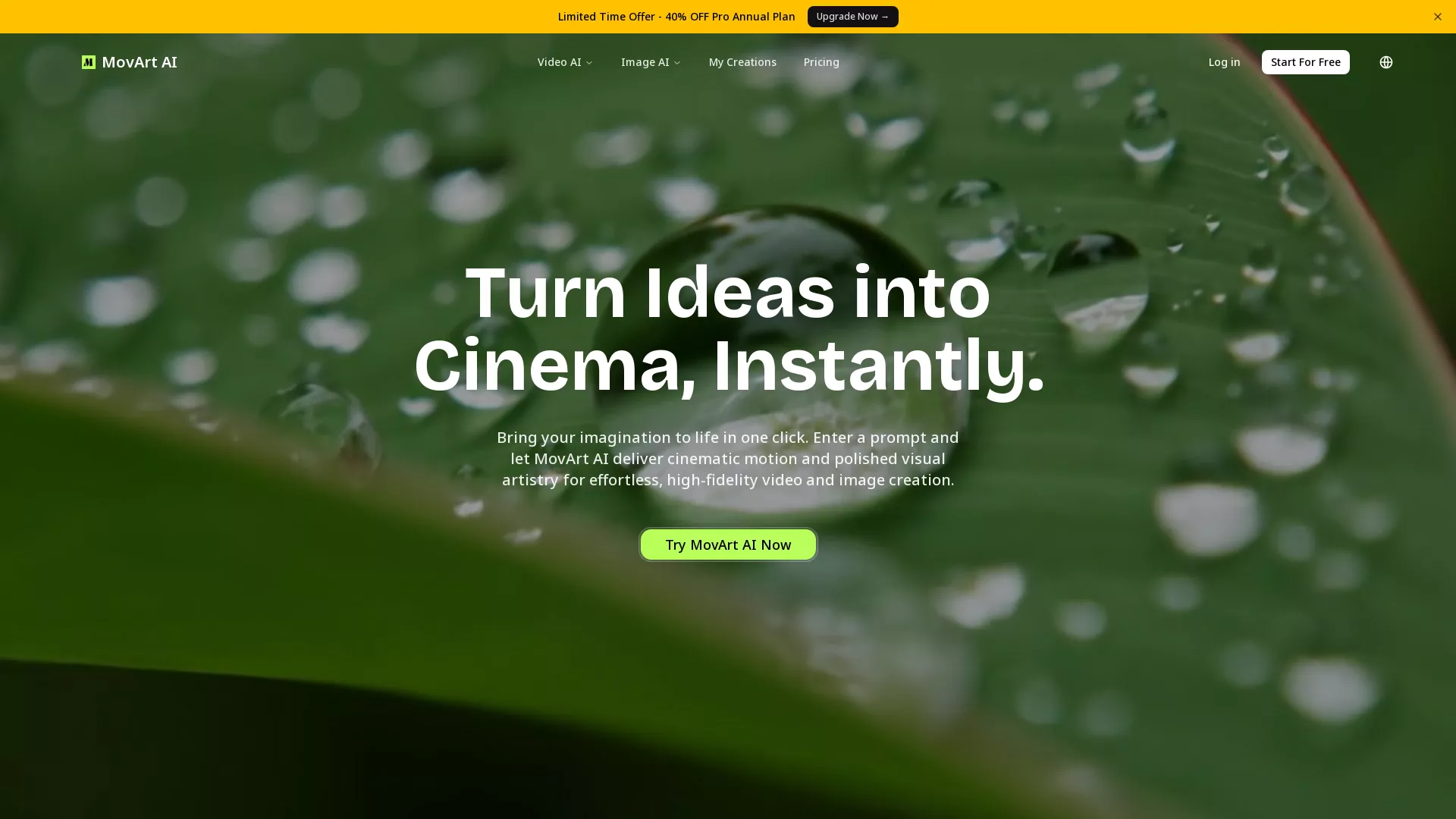Movart AI - AI Video Generation Website Screenshot