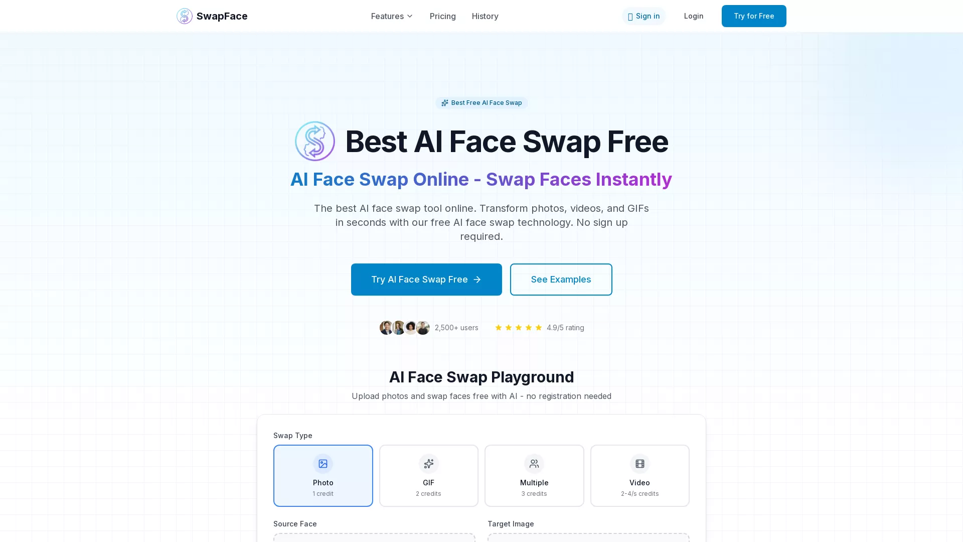 AISwapFace - AI Face Swap Tool Website Screenshot