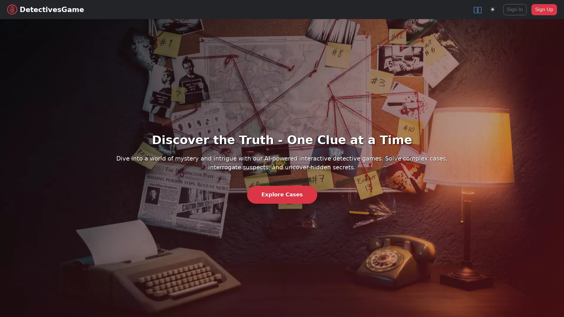 DetectivesGame - Entertainment and interactive gaming Website Screenshot