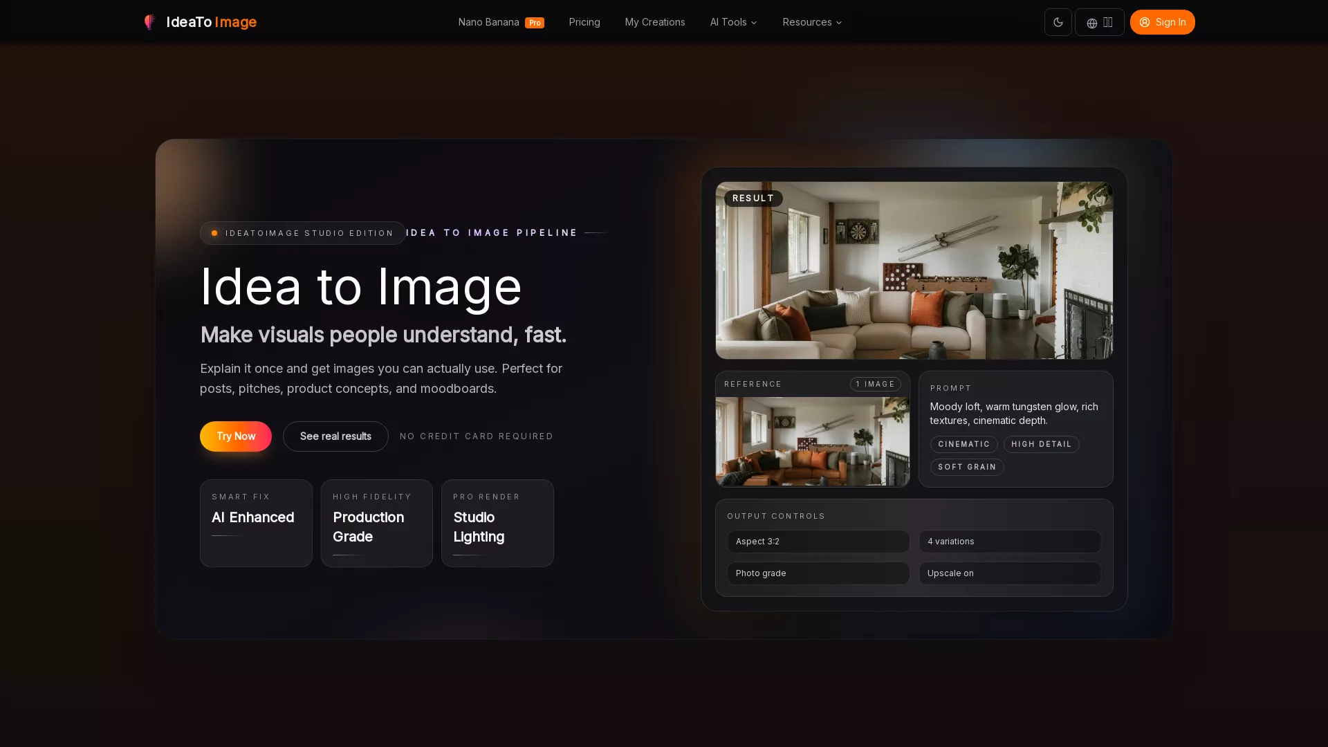 IdeaToImage - AI Image Generation Website Screenshot