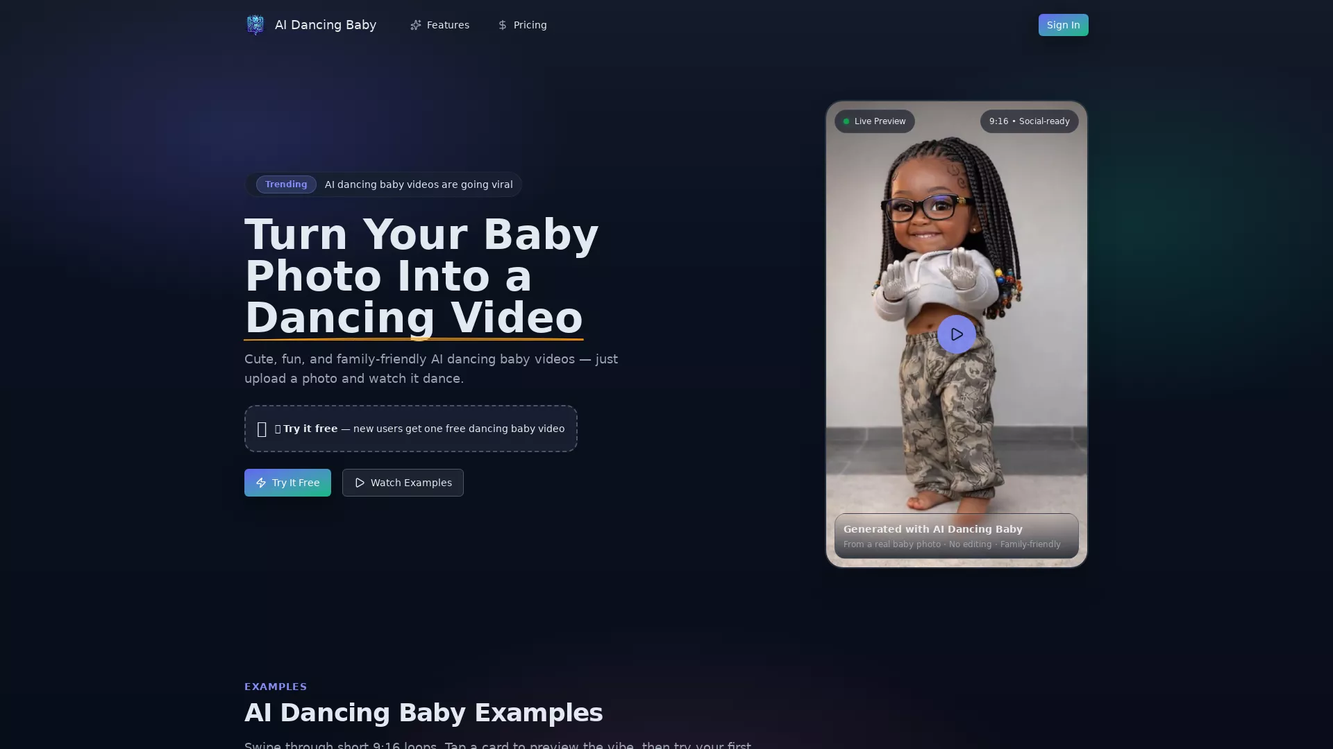 AI Dancing Baby - Dancing Baby Video Generator Website Screenshot