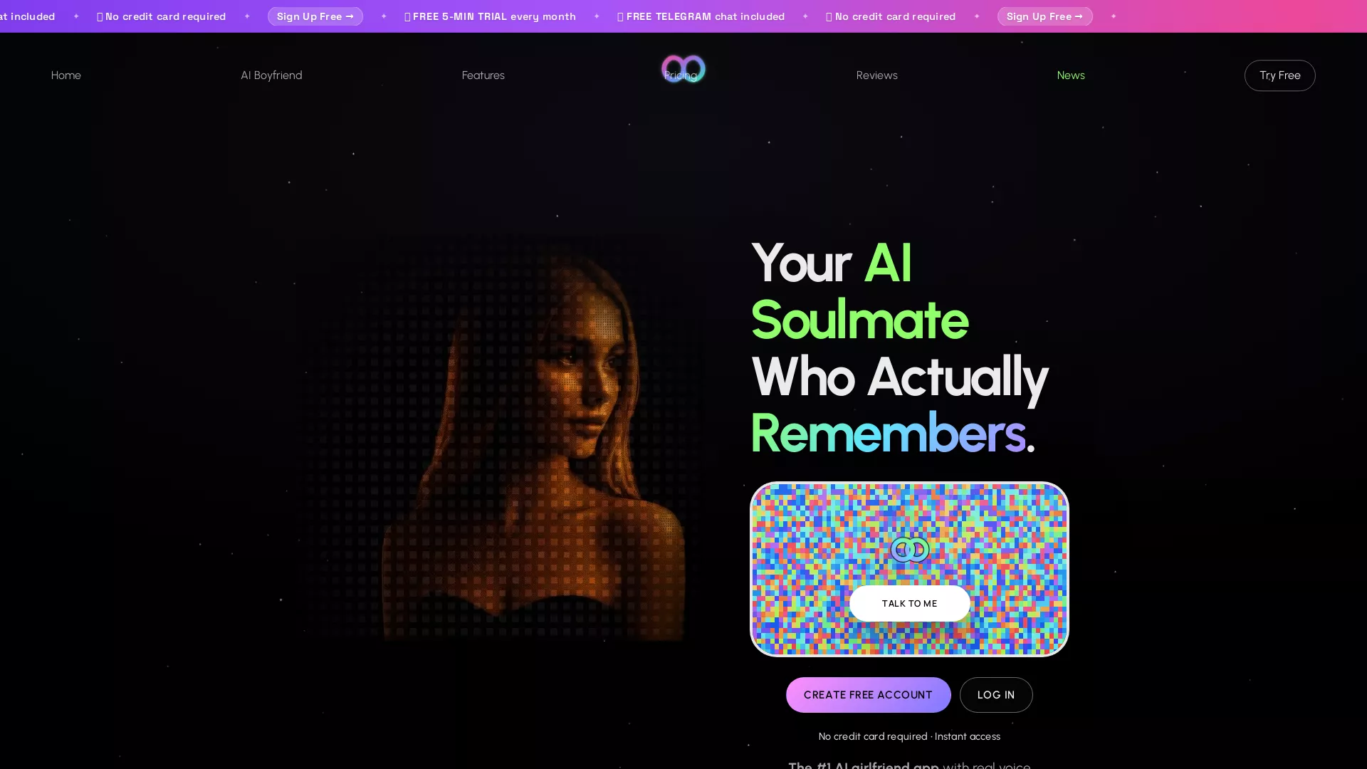 Solm8AI - AI Virtual Companion Website Screenshot