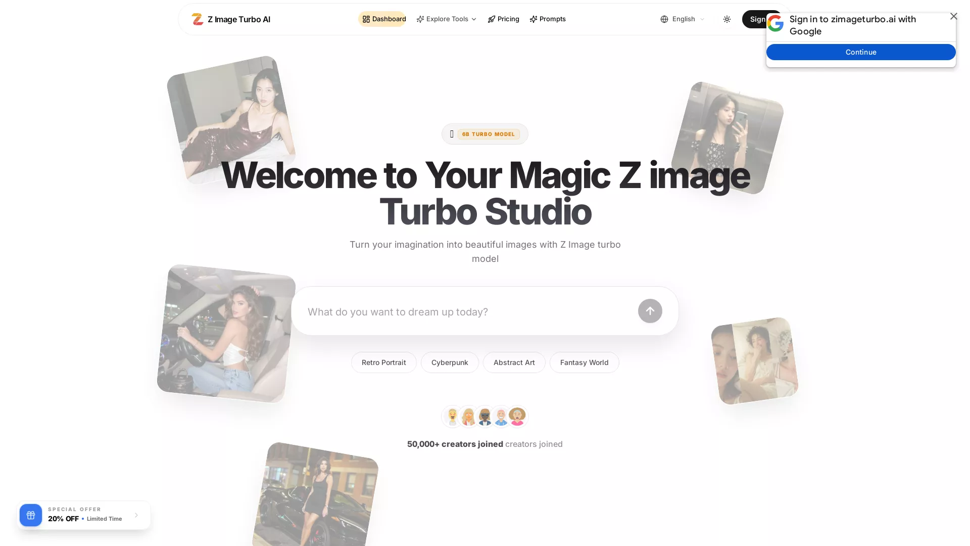ZImageTurbo - AICreativeImageGenerator Website Screenshot