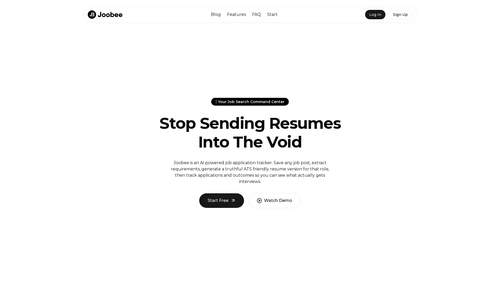 Joobee - AI Job Application Management Tool Website Screenshot