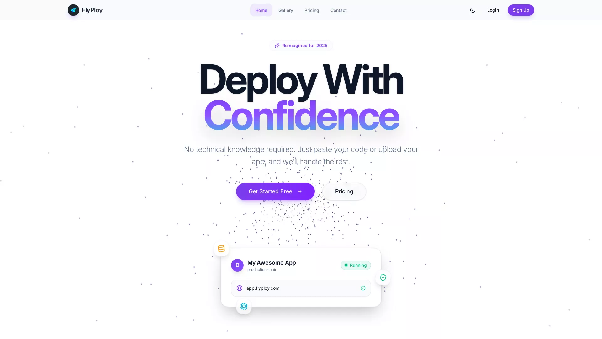 FlyPloy - AI Deployment Platform Website Screenshot