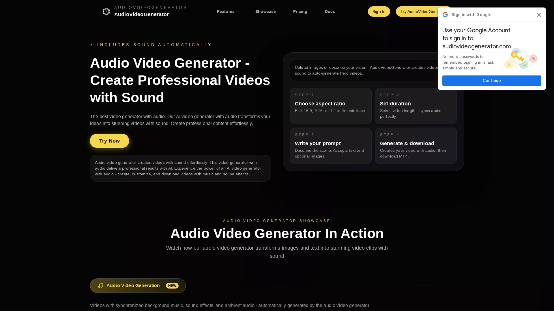 AudioVideoGenerator - AIVideoGeneration Website Screenshot