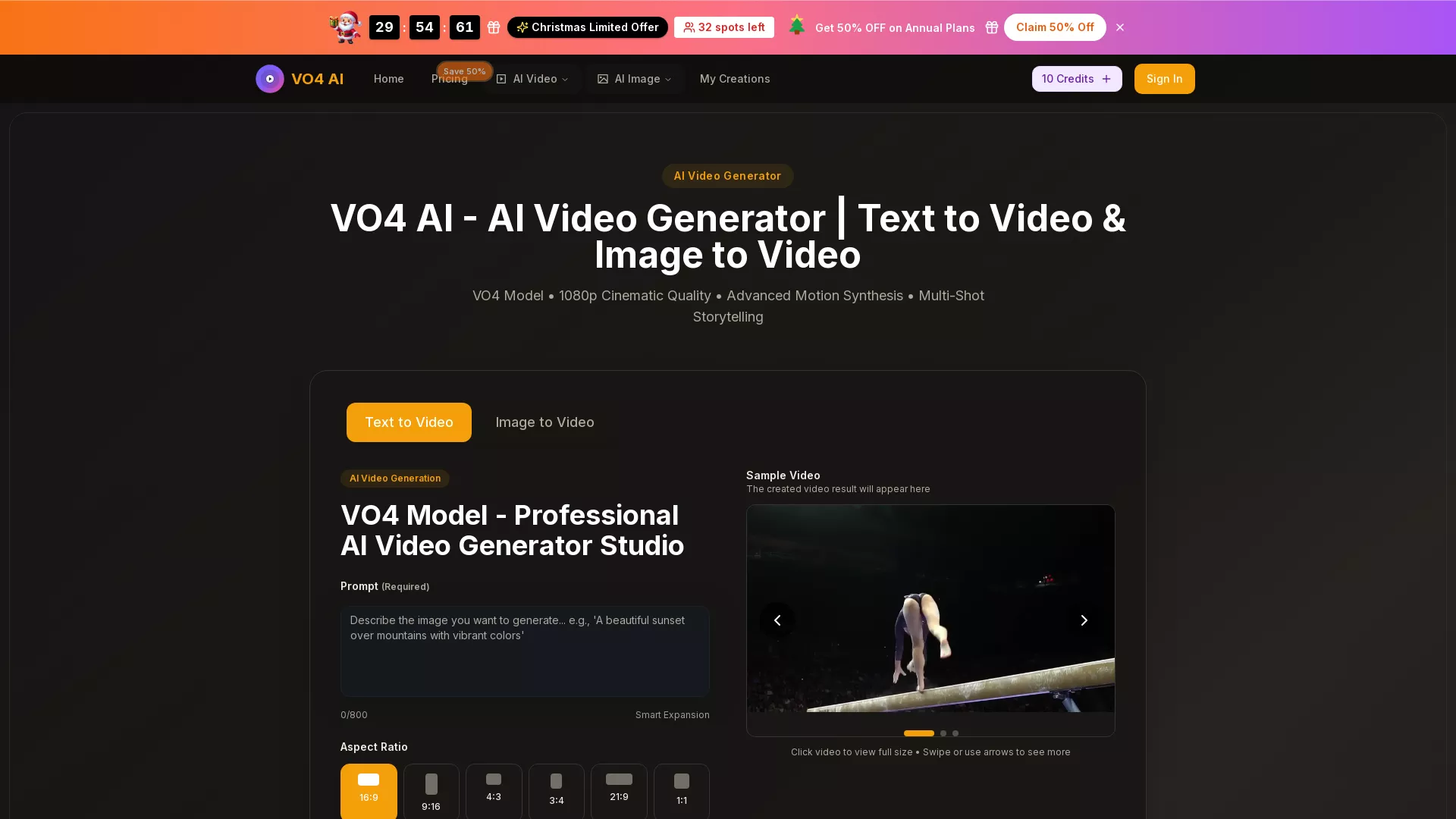 VO4AI - AIVideoGenerationTool Website Screenshot