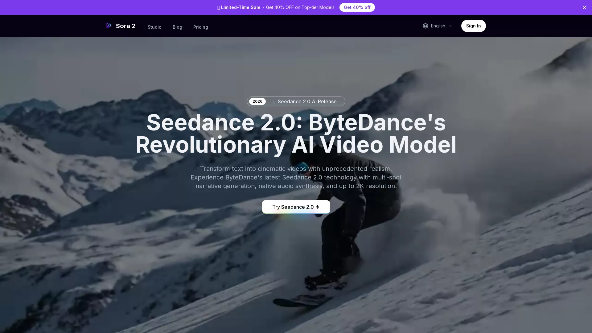 Seedance2AI - Video Generation Tool Website Screenshot