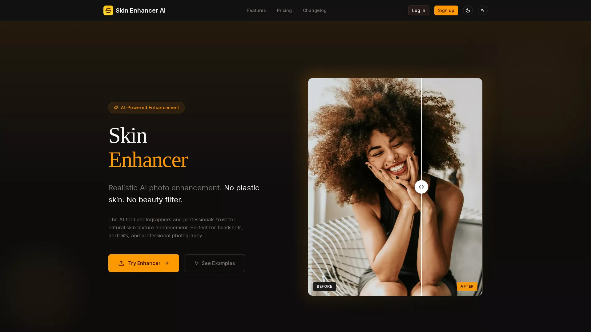 SkinEnhancer - AI Skin Enhancement Website Screenshot