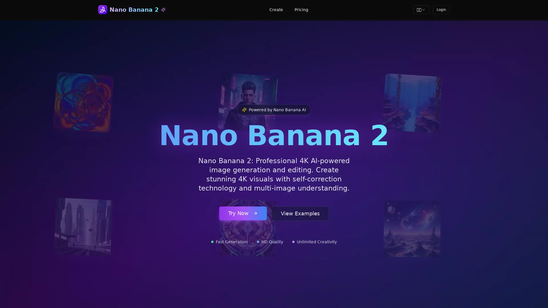 NanoBanana2 - AI Image Generation Platform Website Screenshot