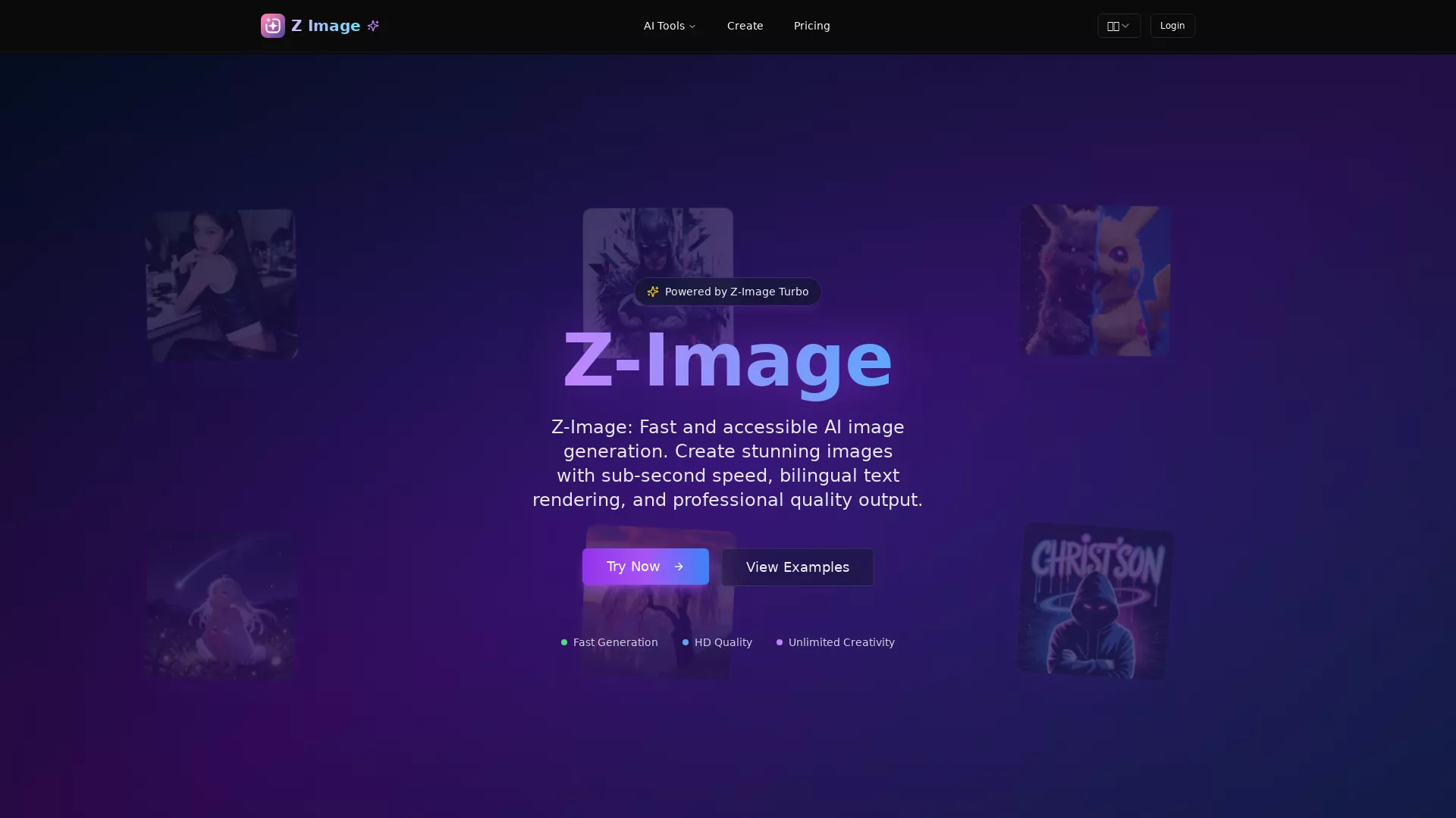 ZImage - AI Image Generation Website Screenshot