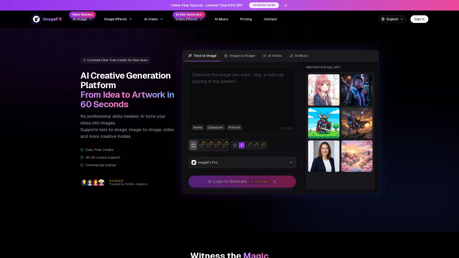 ImageFx - Ai Photo Editing Tool Website Screenshot