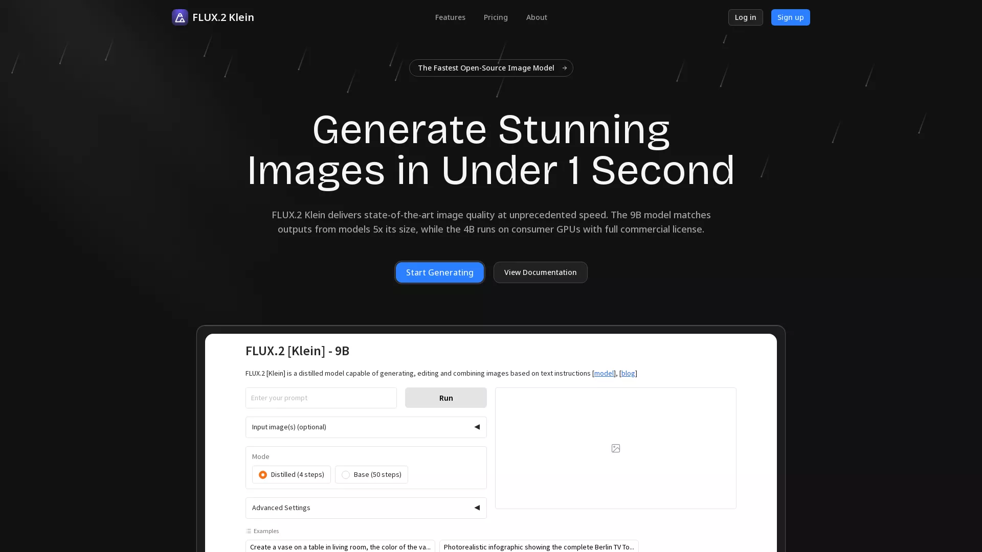 Flux2Klein - AI Image Generation Website Screenshot