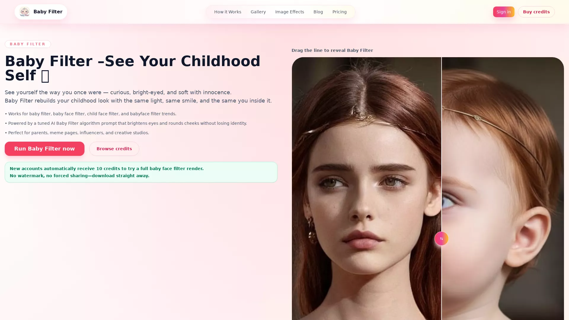 BabyFilter - AI Baby Face Predictor Website Screenshot
