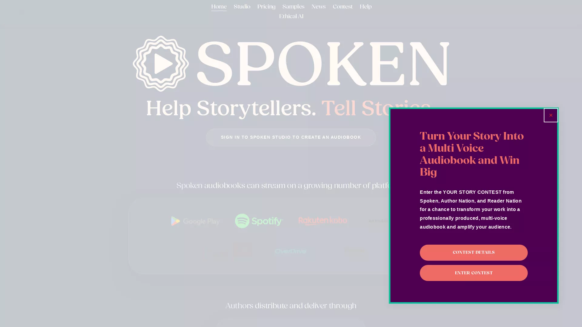 Spoken - AI Audiobook Creation Website Screenshot