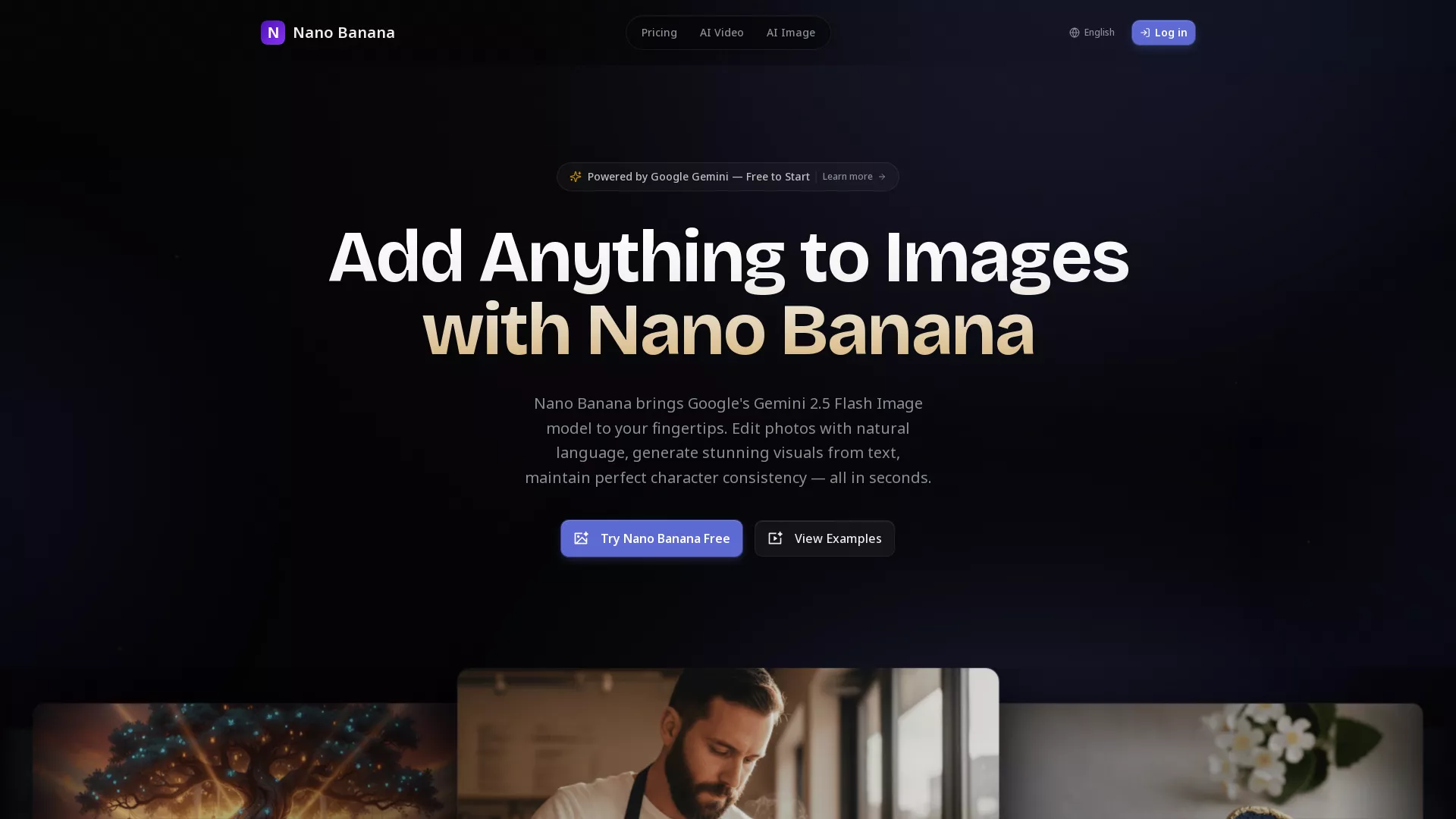 NanoBananaAI - AI Image Video Generation Website Screenshot