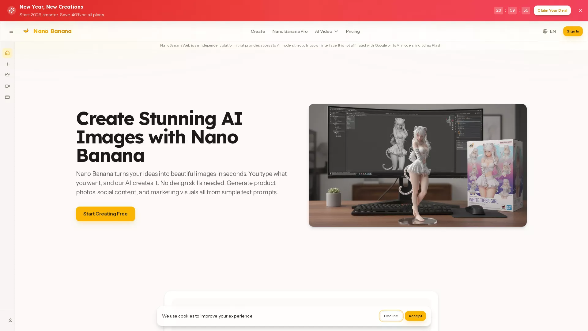 NanoBananaWeb - AI Image Editor Website Screenshot