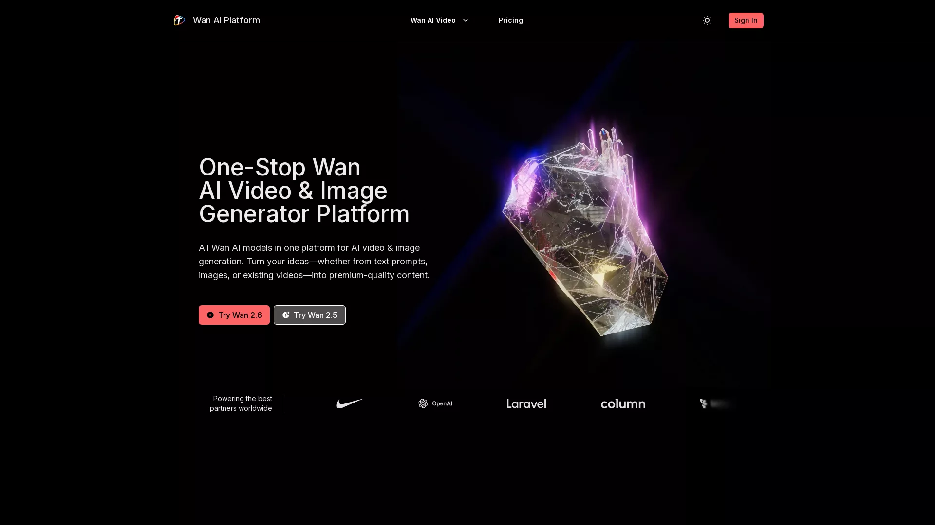 Wan AI Portfolio - Wan AI Video Generator Website Screenshot