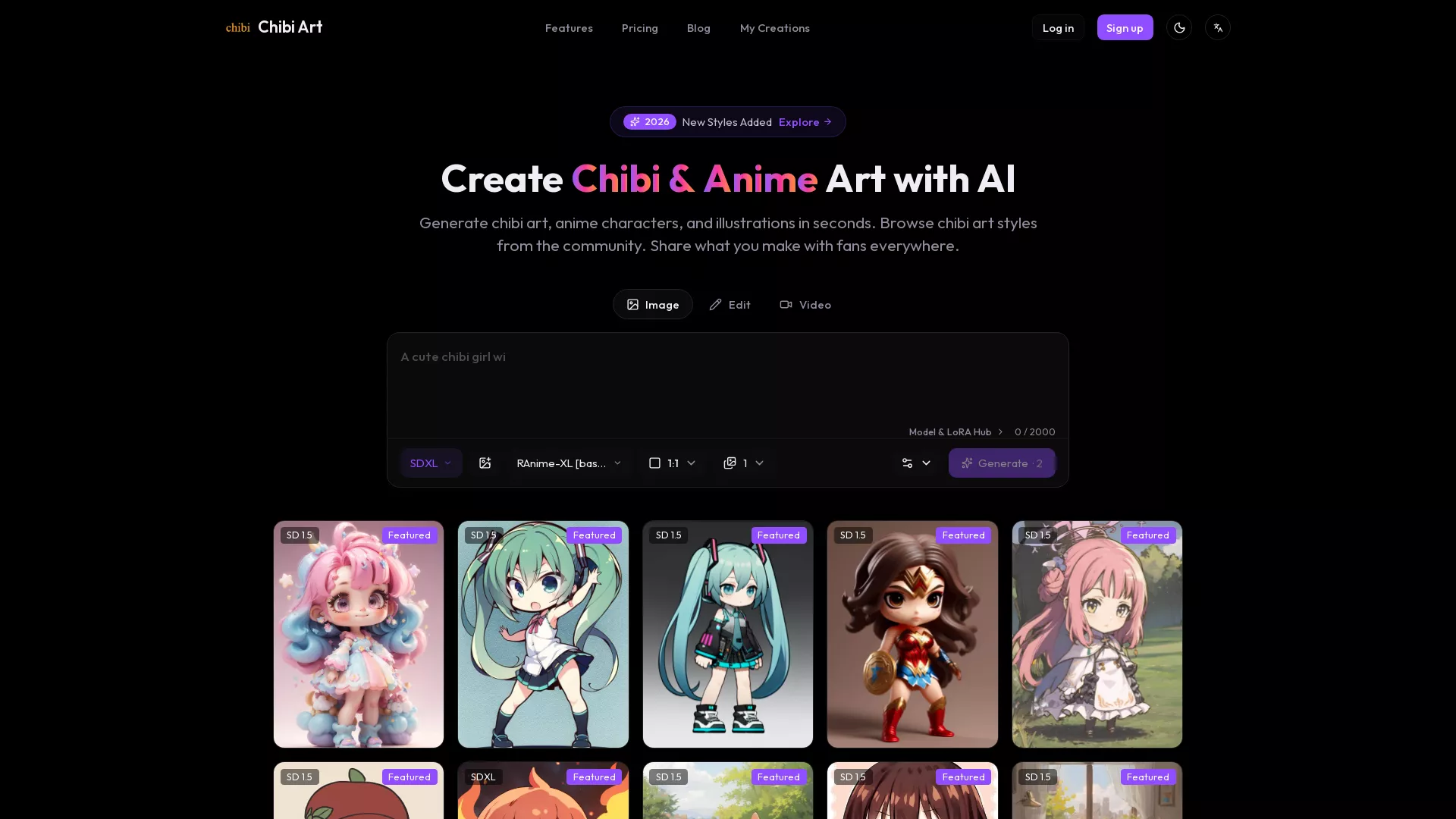 ChibiArt - AIChibiArtGenerator Website Screenshot