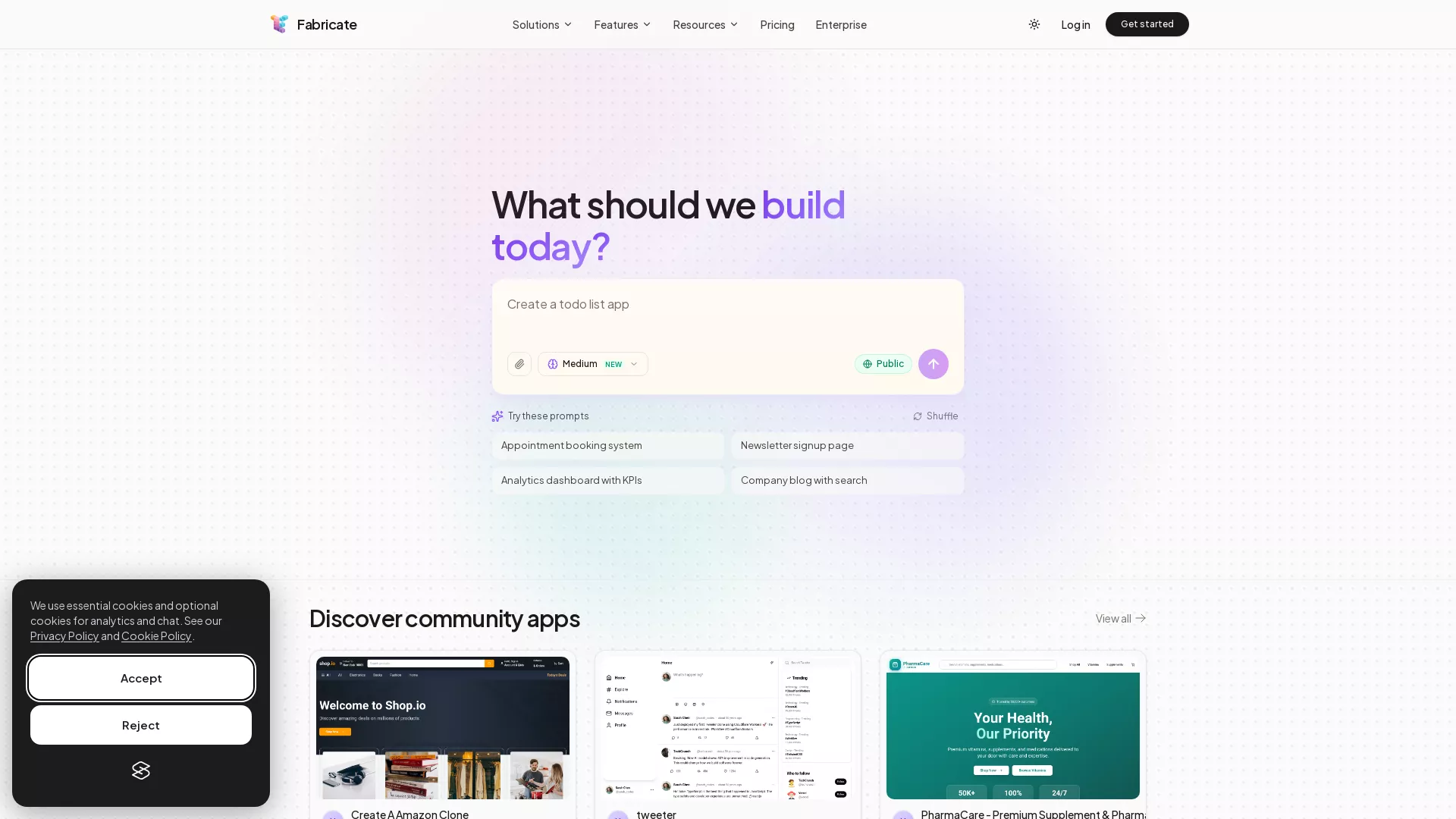 Fabricate - AIWebAppBuilder Website Screenshot