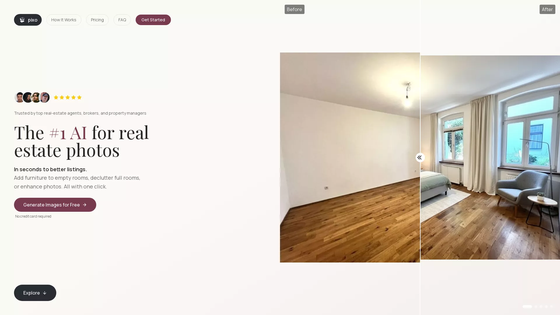 Pixo - Virtual Staging AI Website Screenshot