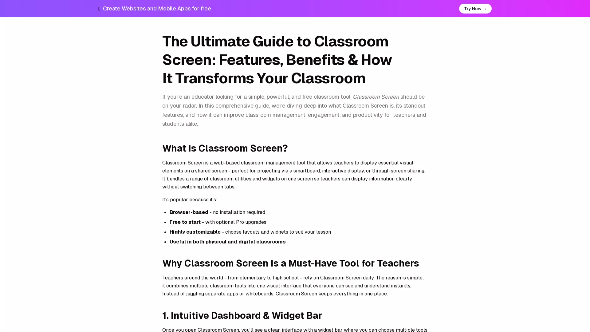 ClassroomScreens - AI Classroom Management Website Screenshot