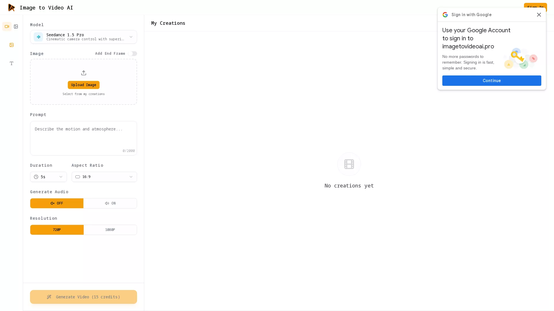 Image To Video AI - AI Video Generation Website Screenshot