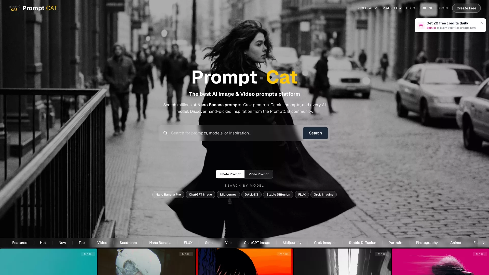PromptCat - AI Prompt Library Website Screenshot
