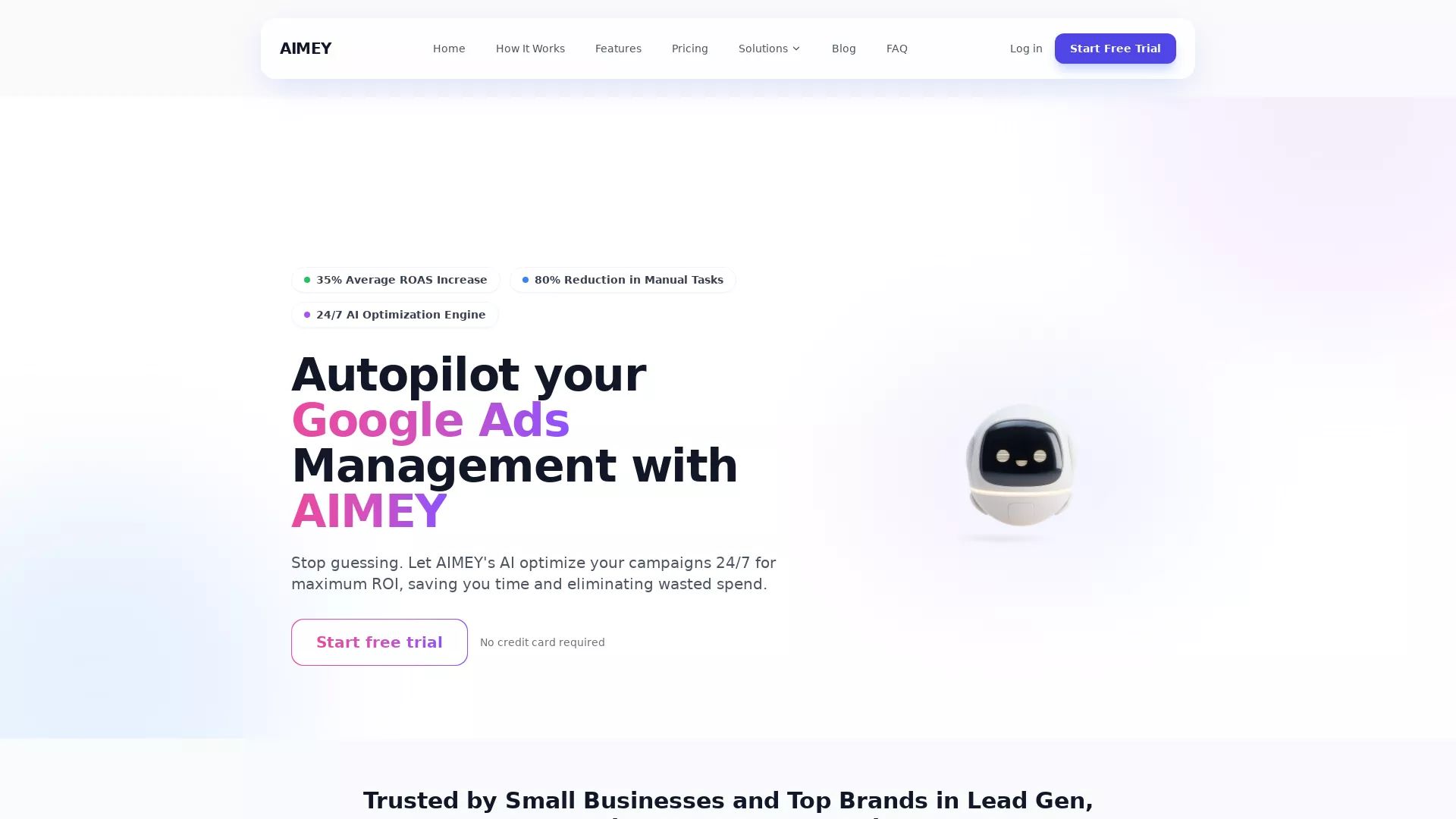 AIMEY - Google Ads Automation Website Screenshot