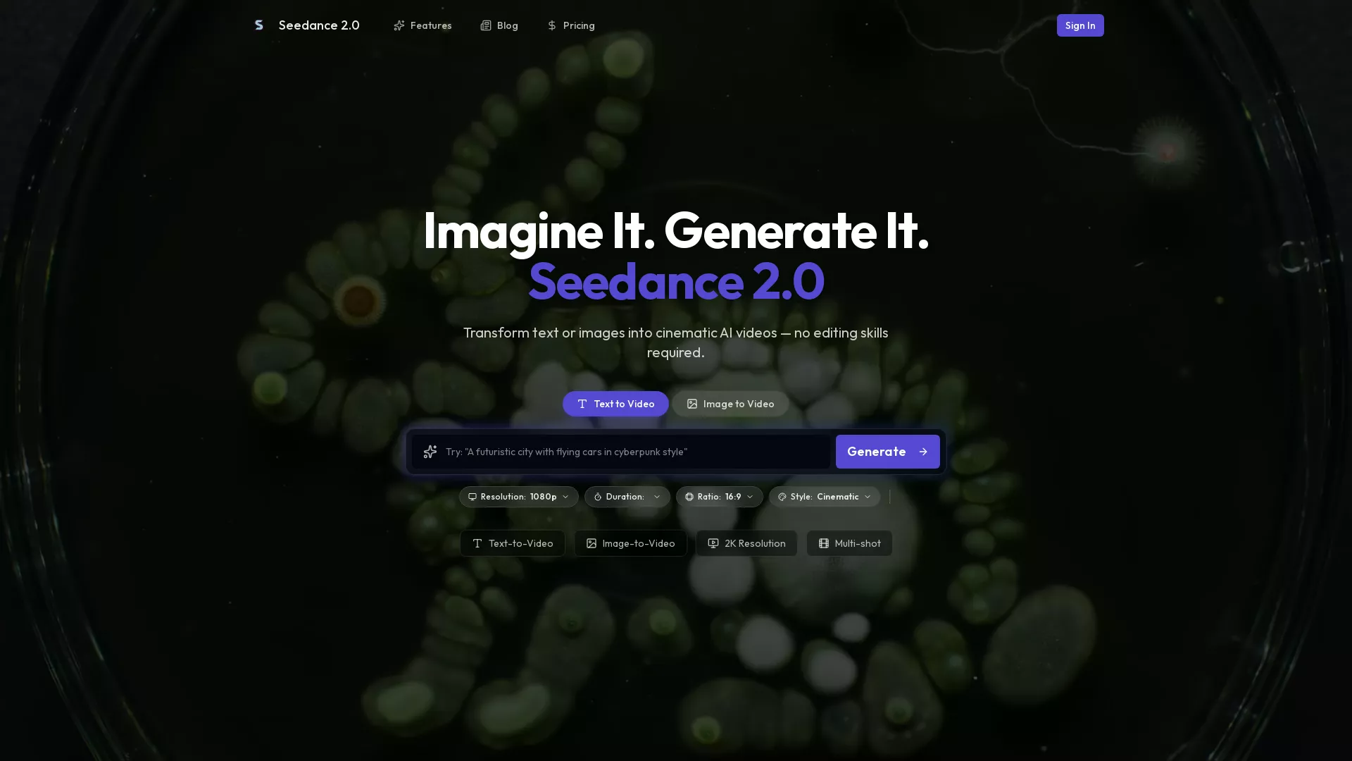 SeedanceV2 - Seedance 2 Video Generator Website Screenshot