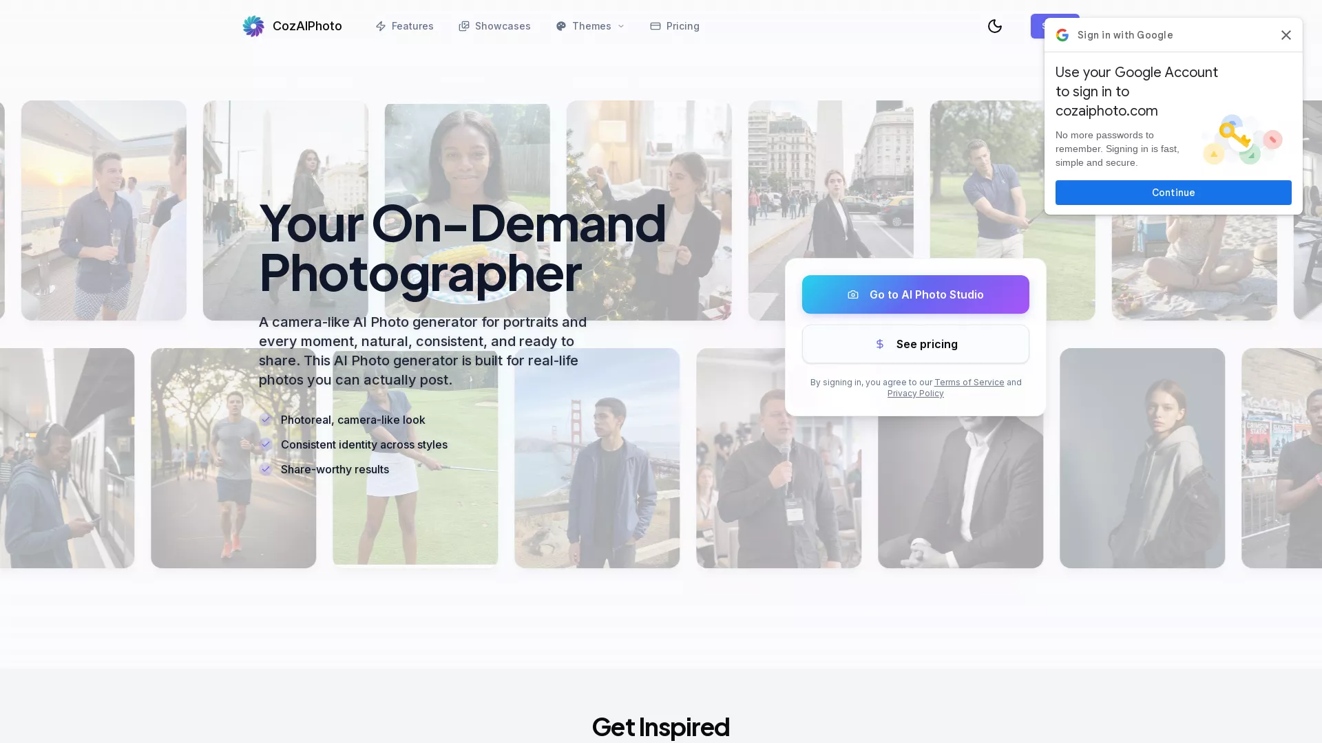CozAIPhoto - AI Photo Generation Website Screenshot