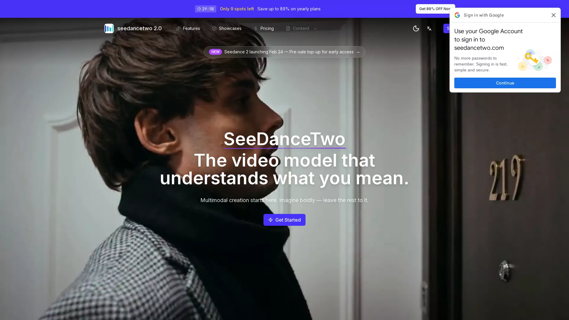 SeedanceTwo - Video Generation AI Website Screenshot