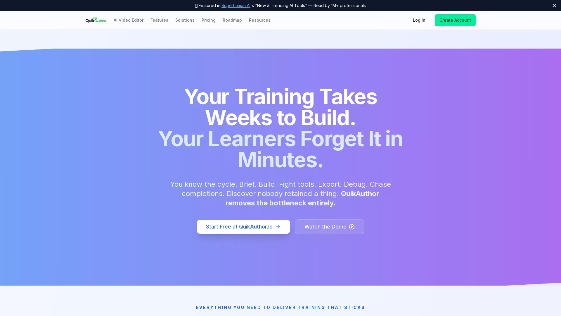 QuikAuthor - E-Learning Content Creation Website Screenshot