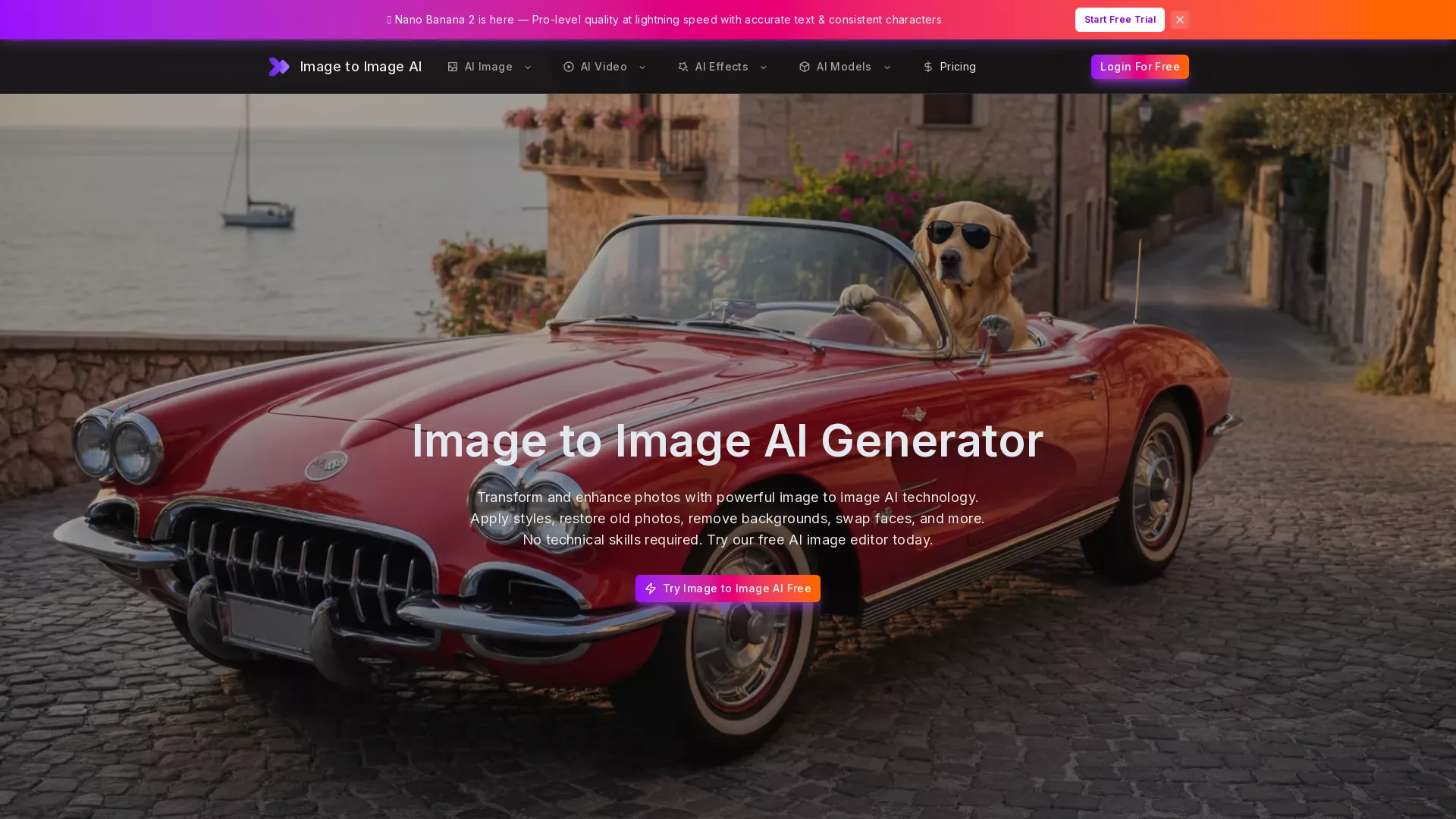 Image to Image AI - AI Image Editor Tool Website Screenshot