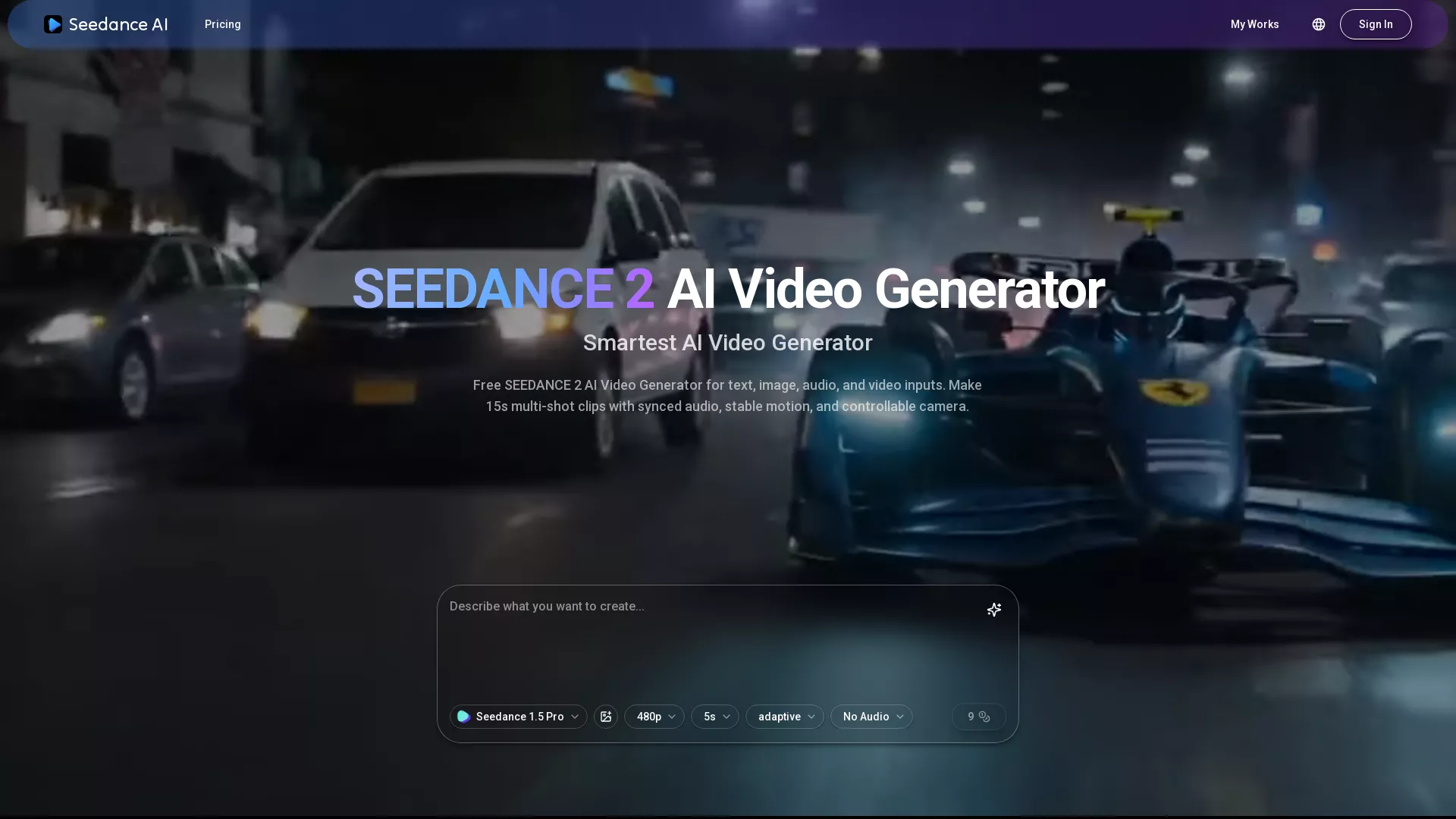SeedanceAIVideoGenerator - AI Video Generation Tool Website Screenshot