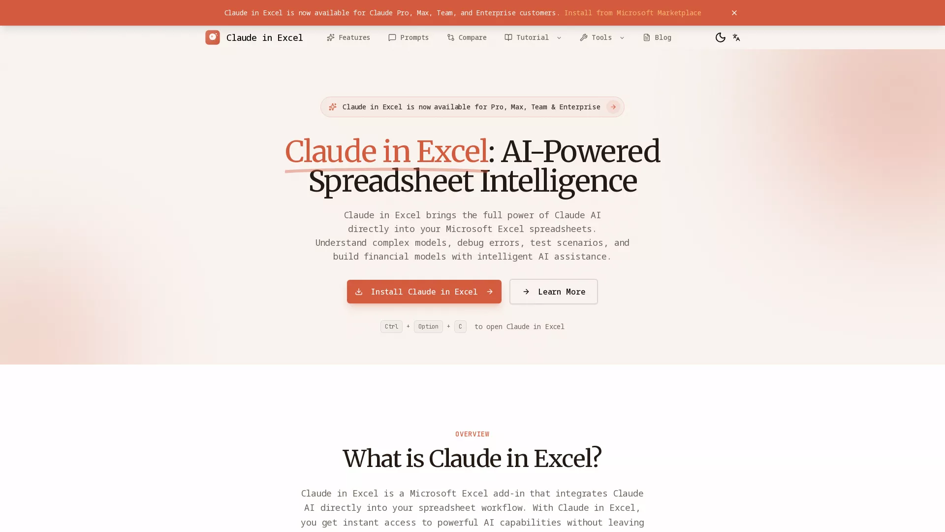 Claude in excel - AI Tool Tutorial and Community Website Screenshot