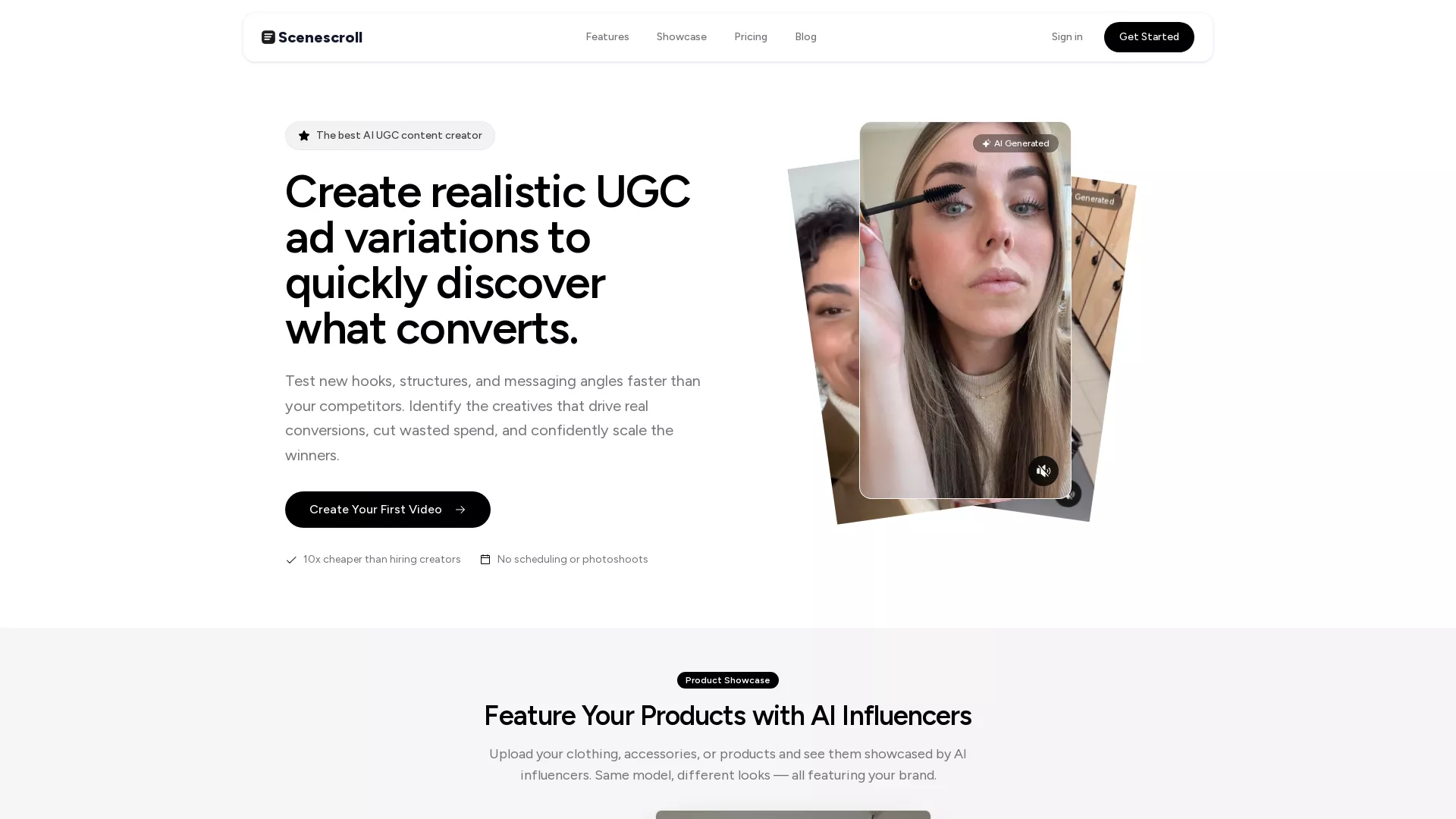 Scenescroll - AI Video Creation Tool Website Screenshot