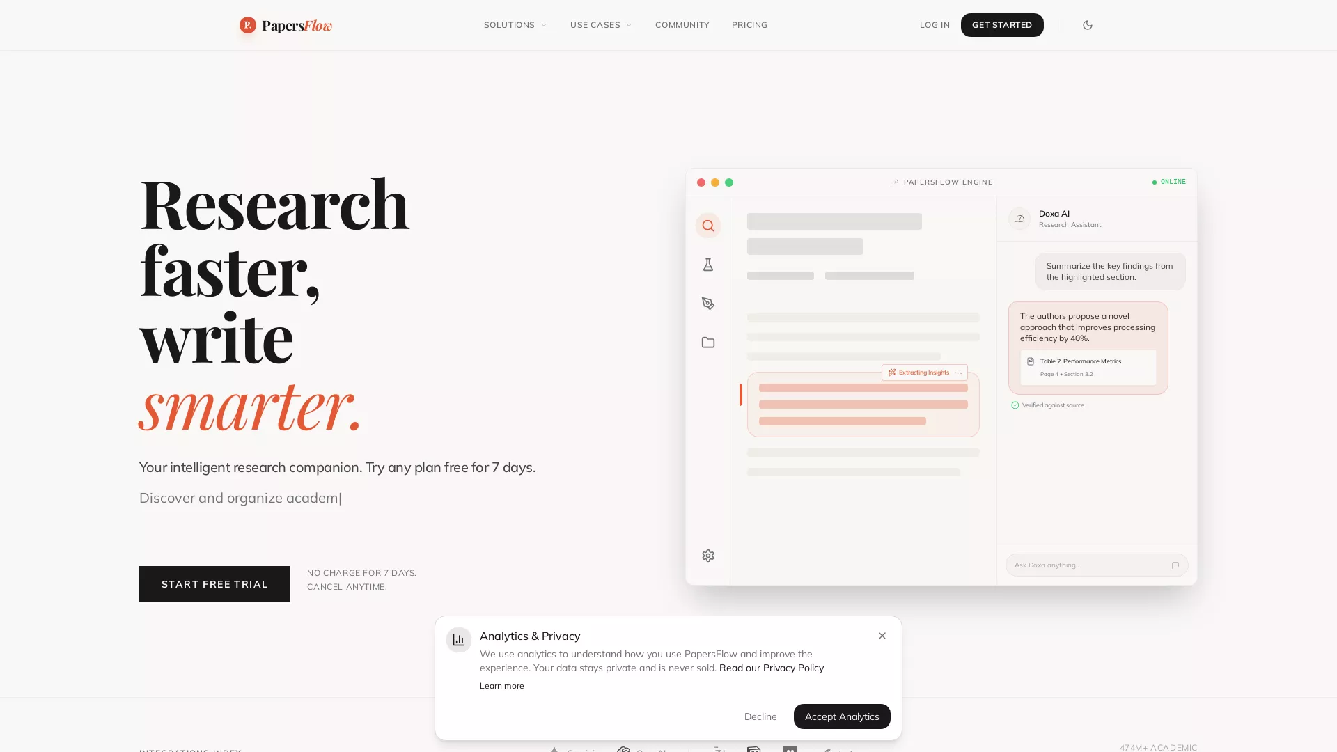 PapersFlow - AIBasedResearchWorkspace Website Screenshot