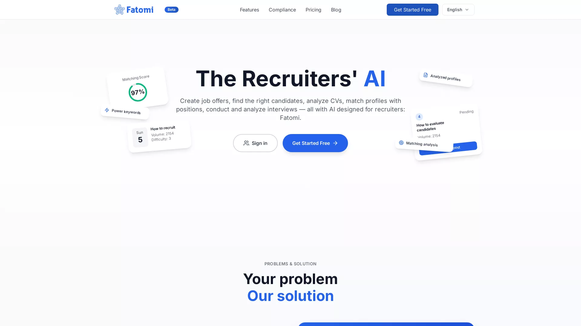 Fatomi - AI Candidate Matching Website Screenshot