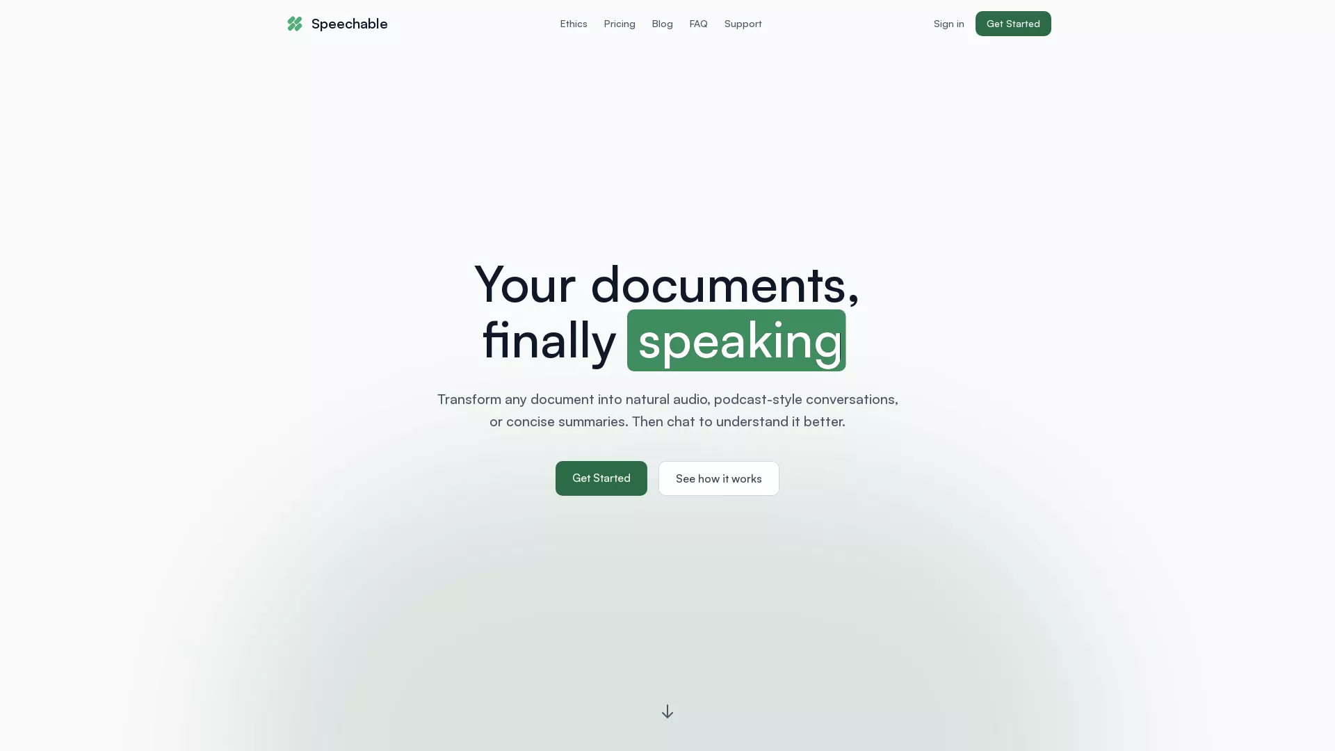 Speechable - AI Text To Speech Website Screenshot
