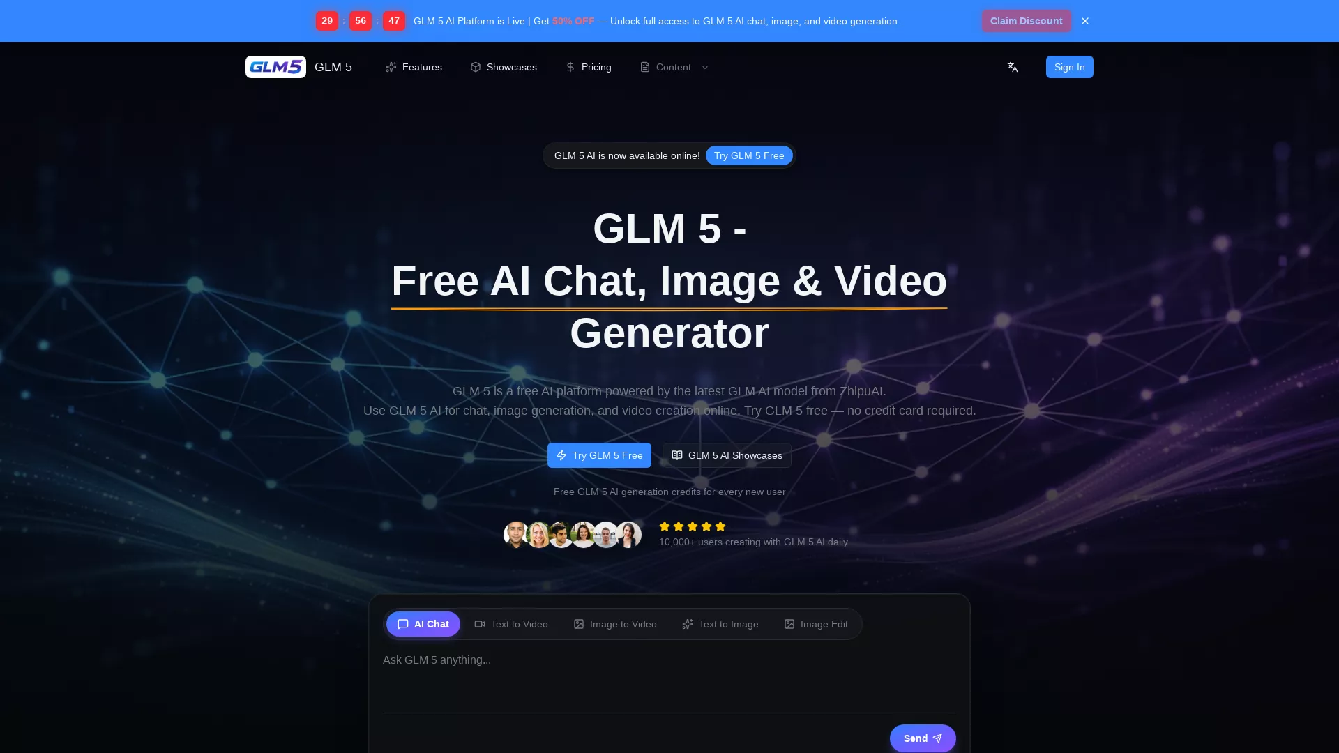 Glm5 - Content Creation Tool Website Screenshot