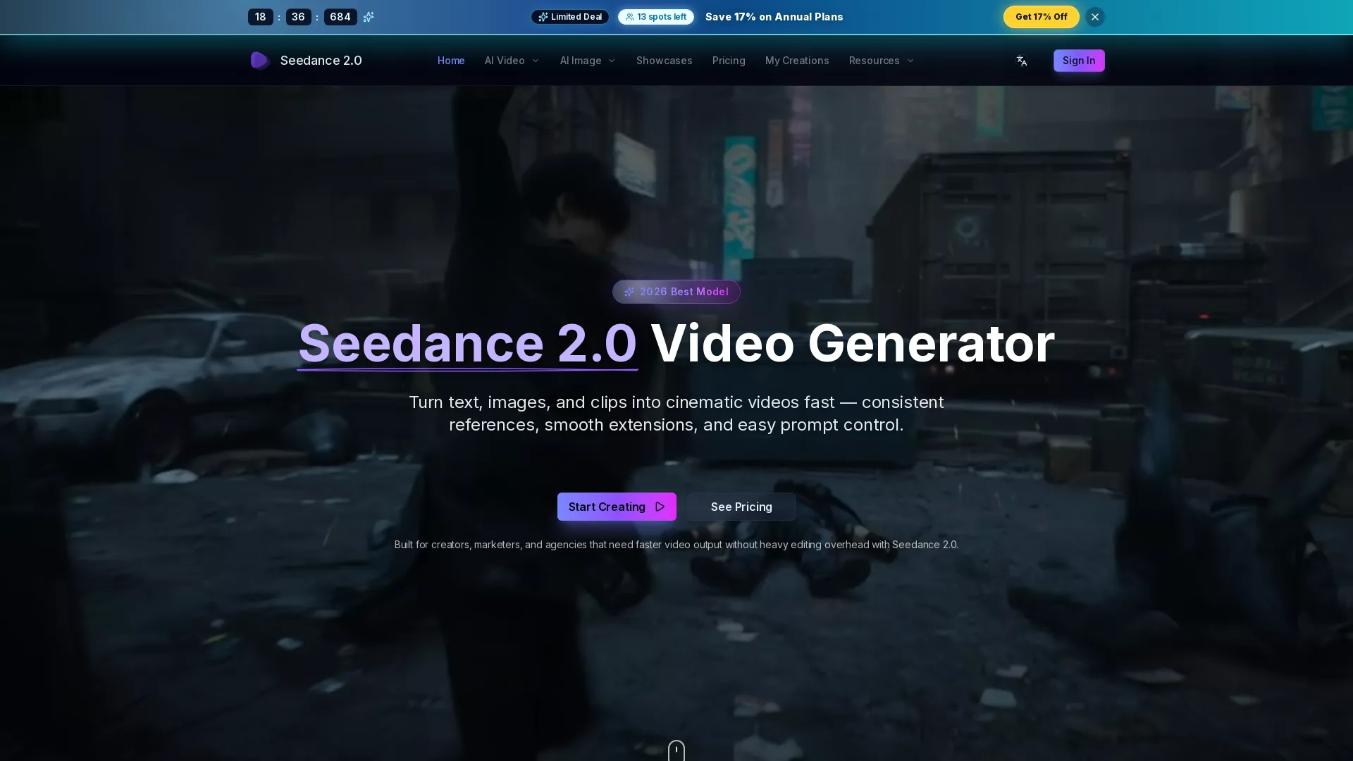 Seedance - AIVideoGenerator Website Screenshot