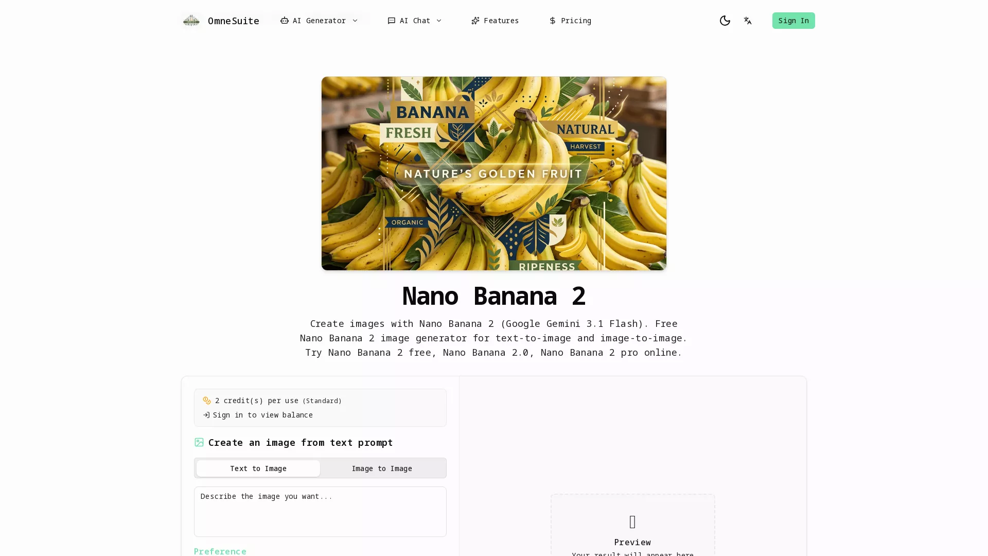 OmneSuite - AI Image Generation Tool Website Screenshot